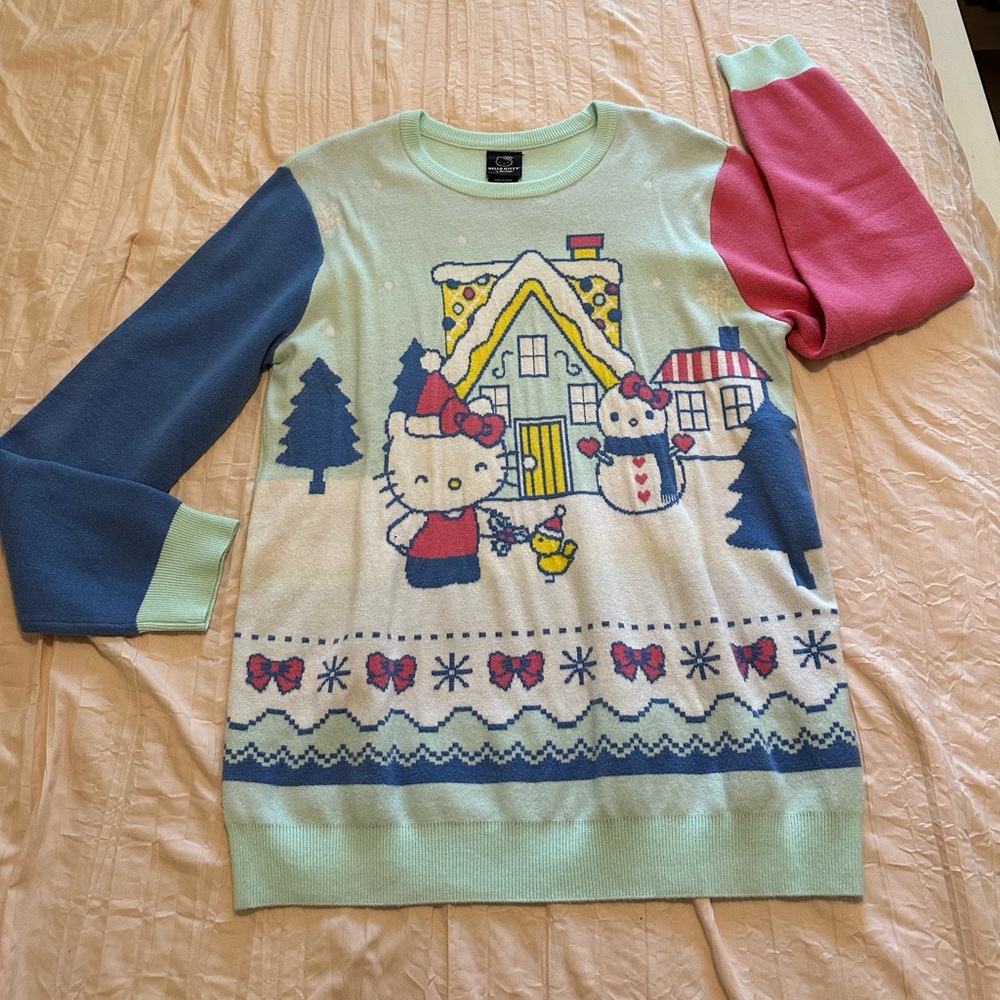 Sanrio Hello Kitty Snowy Town Holiday Sweater BoxLunch Exclusive Size Large Rare